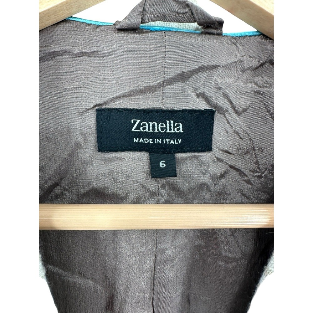 Zanella Linen Blend Tweed Jacket Womens 6 Career Corpcore Business Preppy Work - Picture 9 of 10